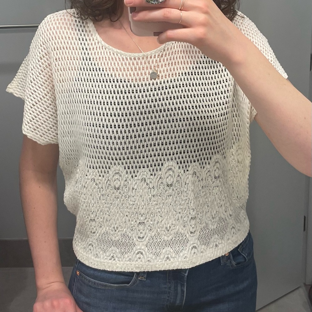 Mango Cream Knit Women's Blouse